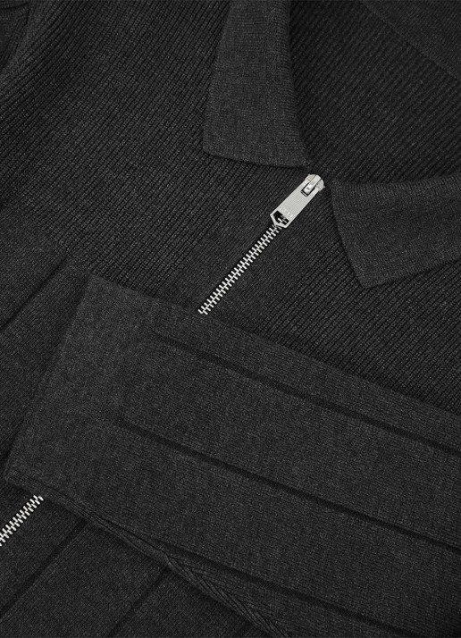 Reiss Cassius fijngebreid vest met rits - detail 2 donkergrijs