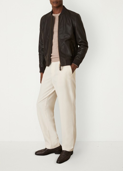 Reiss Cast bomberjack van leer - voorkant 2 bruin