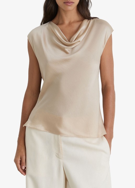 Reiss CATE silk Cowl-Neck Sleeveless Top