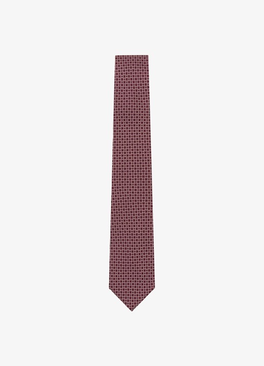 Reiss Catena stropdas van zijde met print - voorkant 5 bordeauxrood