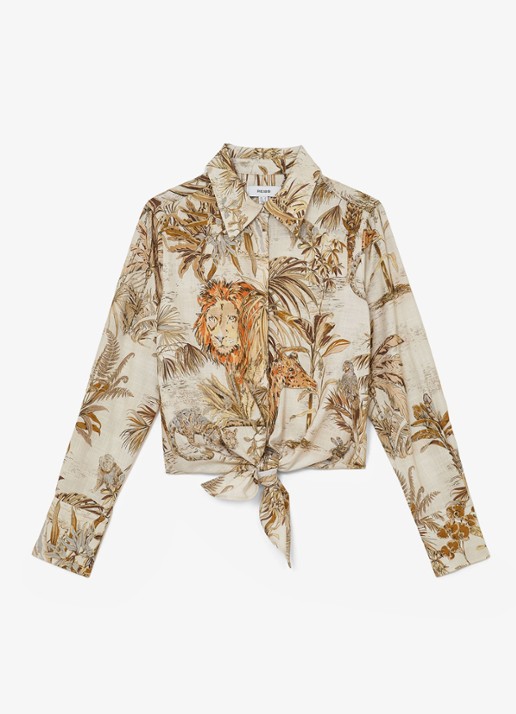 Reiss Cece blouse met strikdetail - voorkant orange