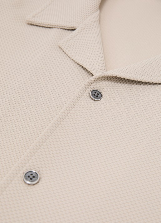 Reiss CEDRIC Textured Cuban-Collar Shirt - detail 6 beige