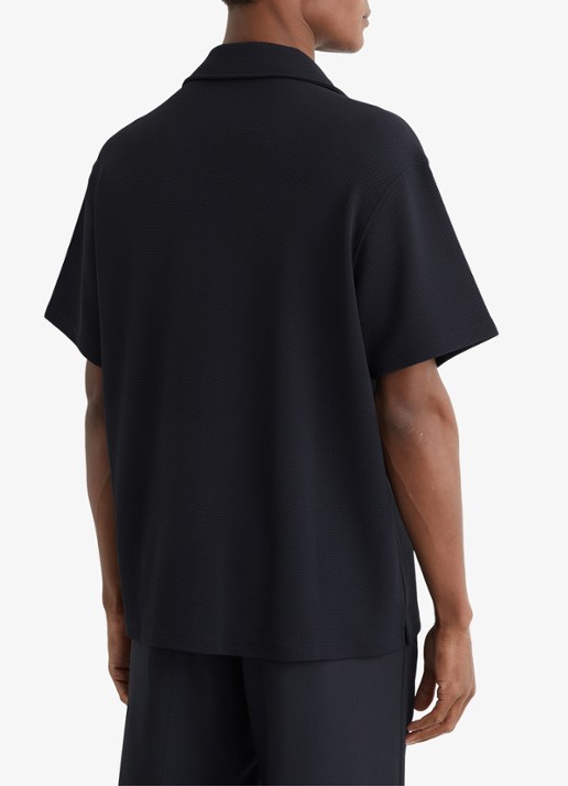 Reiss CEDRIC Textured Cuban-Collar Shirt - achterkant donkerblauw