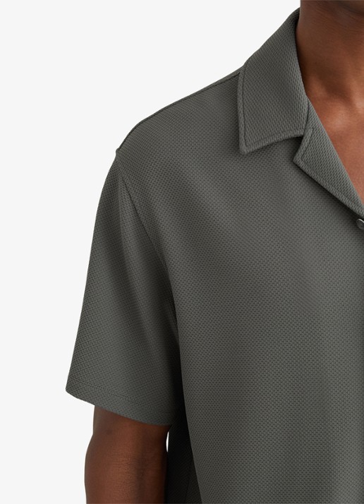 Reiss CEDRIC Textured Cuban-Collar Shirt - detail 4 groen