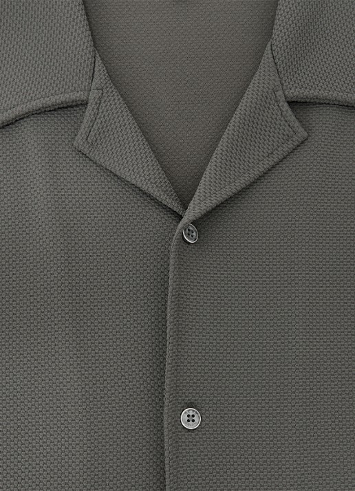 Reiss CEDRIC Textured Cuban-Collar Shirt - detail 5 groen