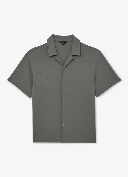Reiss CEDRIC Textured Cuban-Collar Shirt - voorkant groen