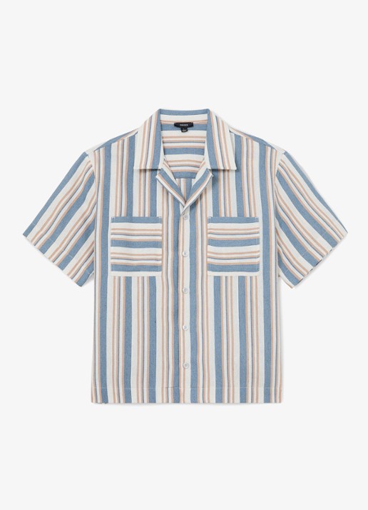 Reiss Celeste regular fit overhemd met streepprint - voorkant 5 blue/ecru