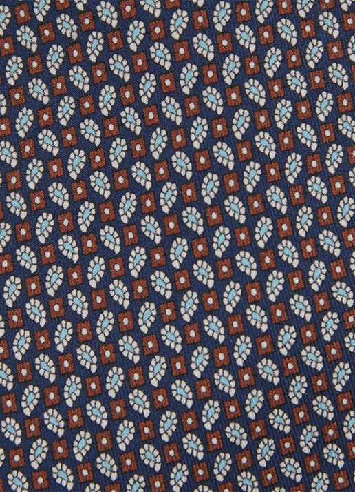 Reiss Cenzo stropdas van zijde met grafische dessin - detail 3 navy / blauw