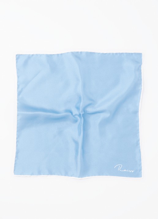 Reiss Ceremony pochet van zijde 32 x 32 cm  - voorkant 2 blauw