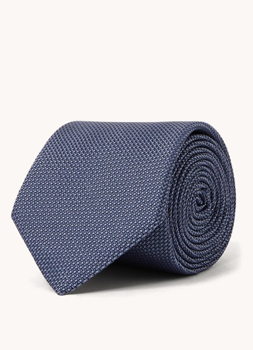 Reiss Ceremony stropdas in zijdeblend met microdessin - detail donkerblauw