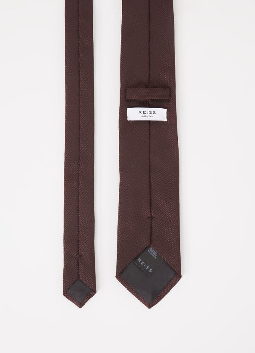 Reiss Ceremony stropdas van zijde  - detail 3 aubergine