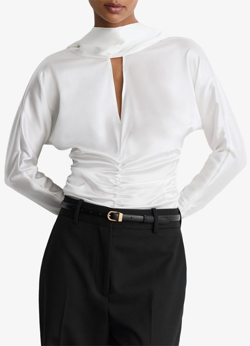 Reiss Ceres blouse van satijn met sjaalkraag