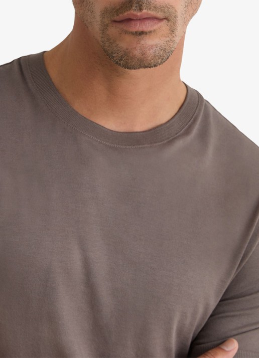 Reiss Chad modern fit T-shirt met ronde hals - detail 3 mouse brown / bruin