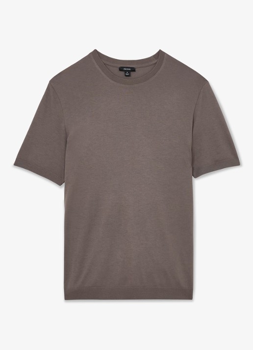 Reiss Chad modern fit T-shirt met ronde hals - voorkant 5 mouse brown / bruin