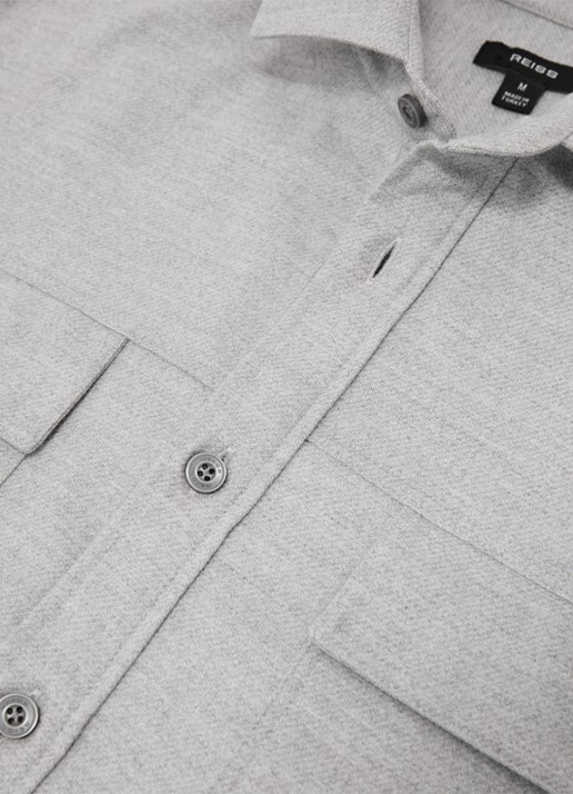 Reiss Chamber overhemd met borstzak - detail 5 lichtgrijs