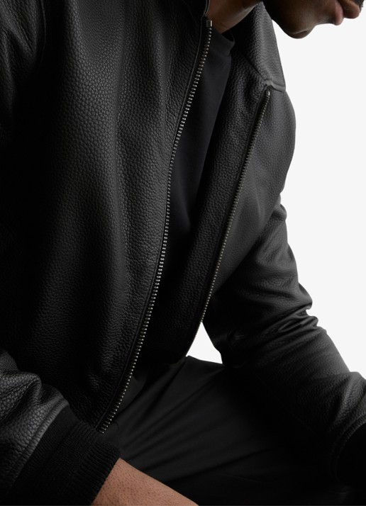 Reiss Charl leren jas met steekzakken - detail 5 black / zwart