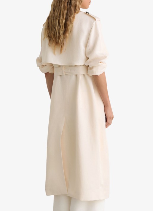 Reiss Charli Double-breasted trenchcoat in linnenblend - achterkant wit