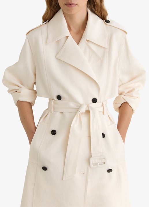 Reiss Charli Double-breasted trenchcoat in linnenblend - detail 4 wit