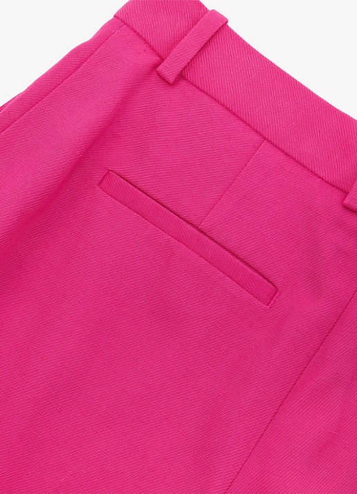 Reiss Charli high waist wide fit pantalon in linnenblend - detail 4 oudroze