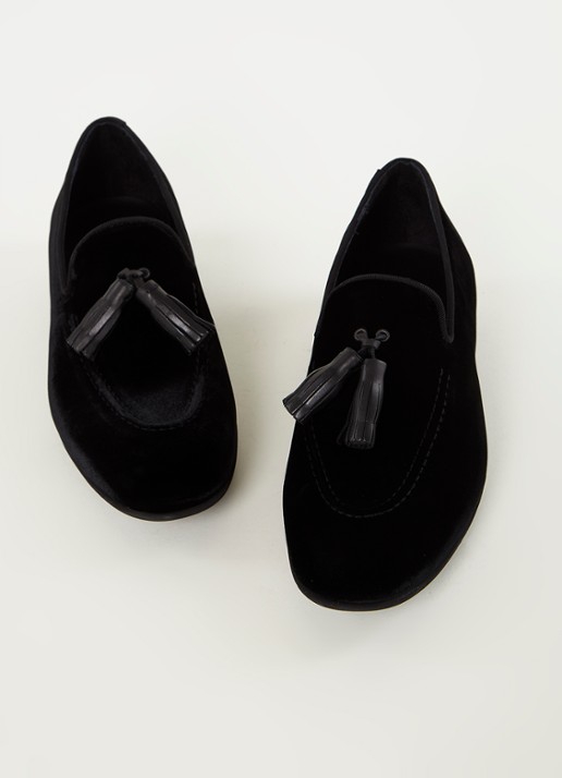 Reiss Chase loafer van fluweel - detail zwart