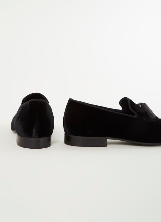 Reiss Chase loafer van fluweel - detail 2 zwart