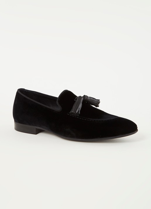 Reiss Chase loafer van fluweel - voorkant 4 zwart