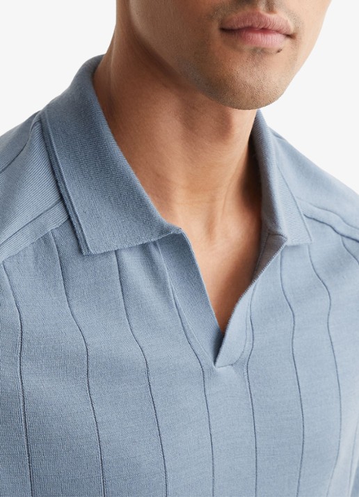 Reiss Chelmsford slim fit polo van merinowol - detail 3 armour blue / blauw