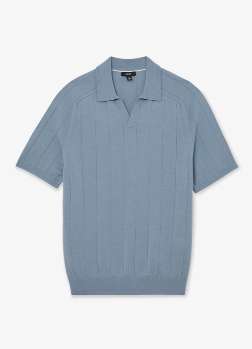 Reiss Chelmsford slim fit polo van merinowol - voorkant 5 armour blue / blauw