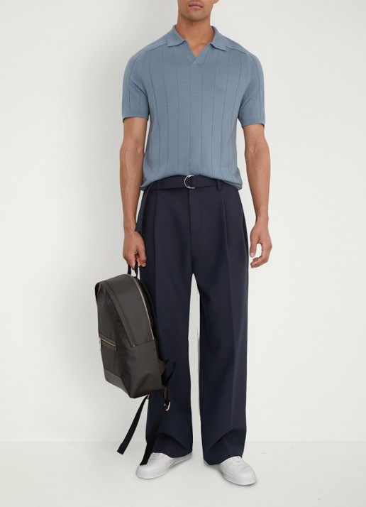 Reiss Chelmsford slim fit polo van merinowol - voorkant 6 armour blue / blauw