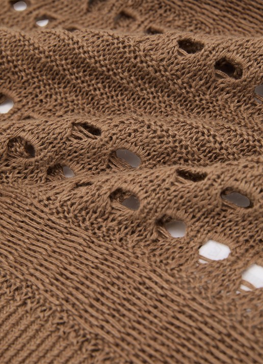 Reiss Chloe fijngebreide top van linnen met opengewerkt dessin - detail 6 beige