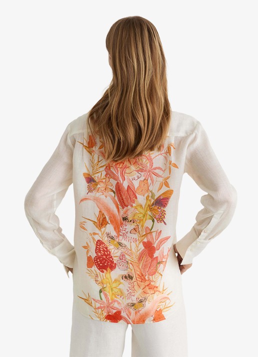 Reiss Cilia blouse met bloemenprint - achterkant 7 ivory / beige