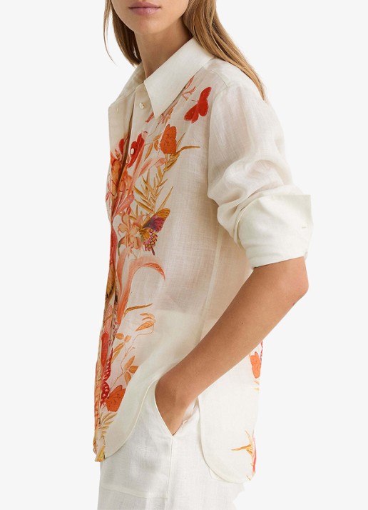 Reiss Cilia blouse met bloemenprint - detail 3 ivory / beige