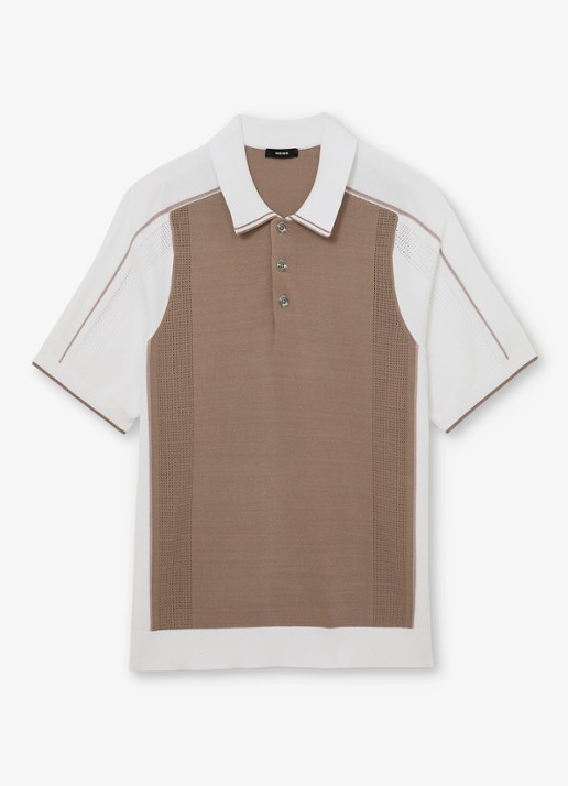 Reiss Claremont polo met structuur - voorkant camel