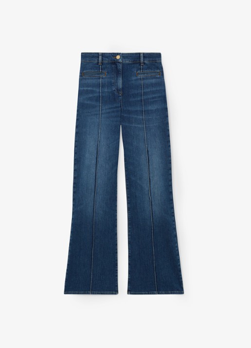 Reiss Claude high waist flared jeans met paspelzakken - voorkant 2 indigo
