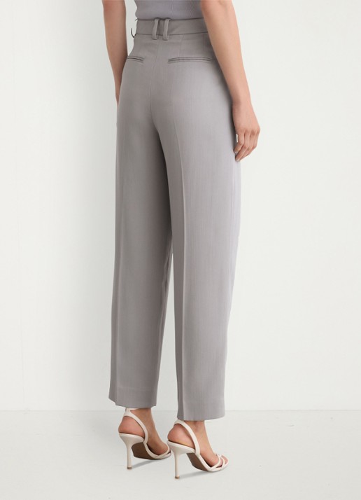 Reiss Clay high waist tapered fit pantalon van lyocell - achterkant 7 grijs