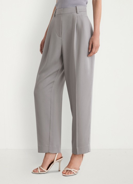 Reiss Clay high waist tapered fit pantalon van lyocell - detail 3 grijs