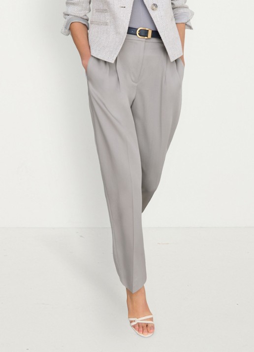 Reiss Clay high waist tapered fit pantalon van lyocell - detail 4 grijs