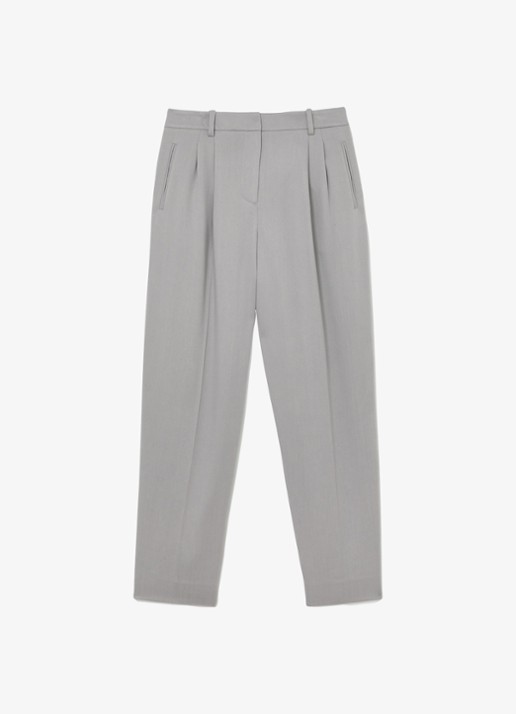 Reiss Clay high waist tapered fit pantalon van lyocell - voorkant grijs