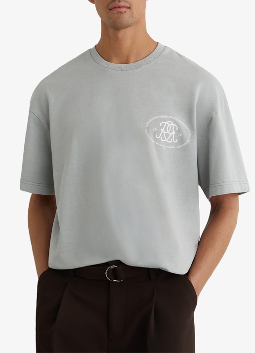 Reiss CLEMENT Monogram-Print Pigment-Dyed Relaxed T-Shirt