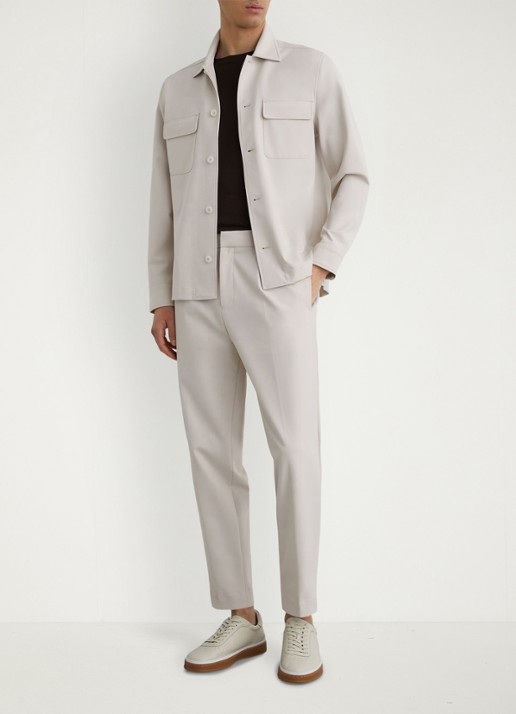 Reiss Cleric tapered fit pantalon met steekzakken - voorkant 3 stone / beige