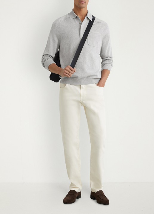 Reiss Clinton regular fit polo met borstzak - voorkant 3 grijsmele