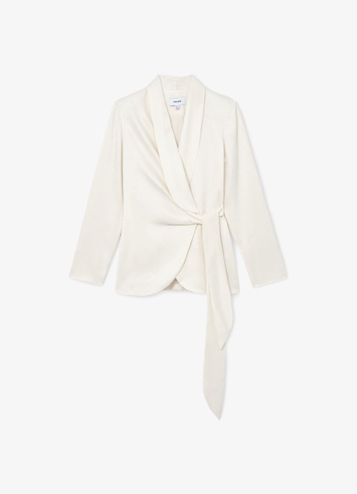 Reiss Clover blazer met gestrikt detail - voorkant 2 wit
