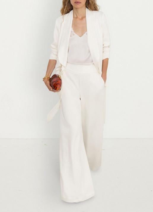 Reiss Clover high waist wide fit pantalon met steekzakken - detail 5 wit