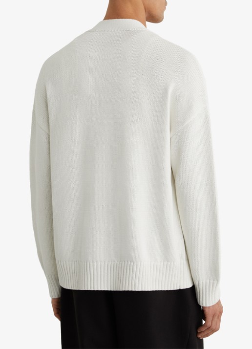 Reiss Coates grofgebreid vest met borduring - achterkant 3 gebroken wit