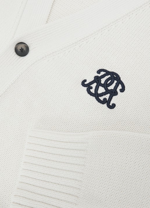 Reiss Coates grofgebreid vest met borduring - detail 7 gebroken wit