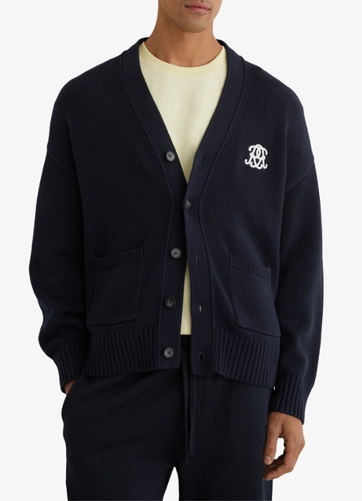 Reiss Coates grofgebreid vest met borduring
