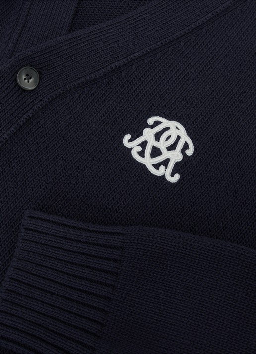 Reiss Coates grofgebreid vest met borduring - detail 7 donkerblauw