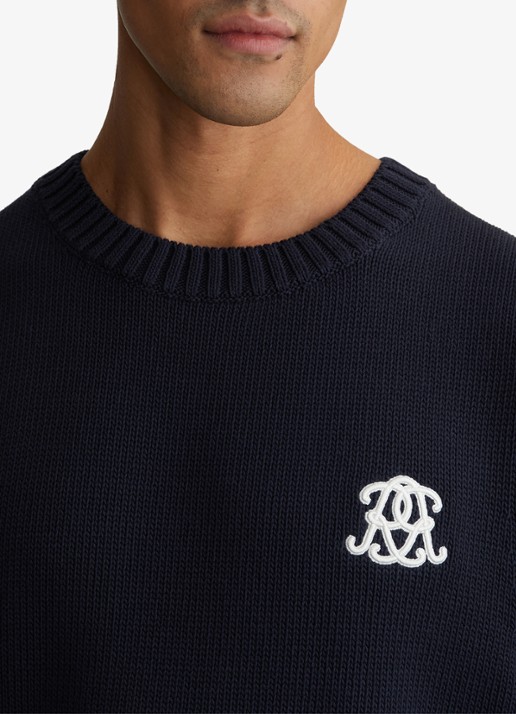 Reiss Coben grofgebreid vest met logo  - detail 4 donkerblauw