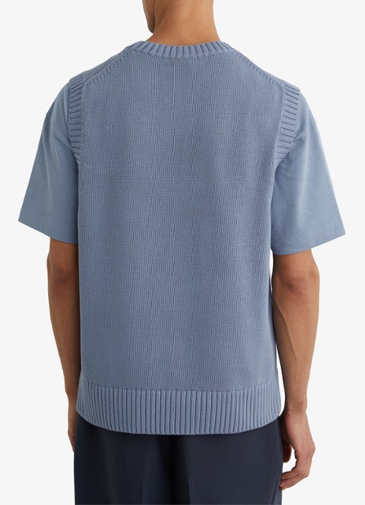 Reiss Coben grofgebreid vest met logo  - achterkant 3 lichtblauw