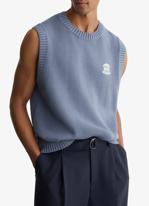 Reiss Coben grofgebreid vest met logo